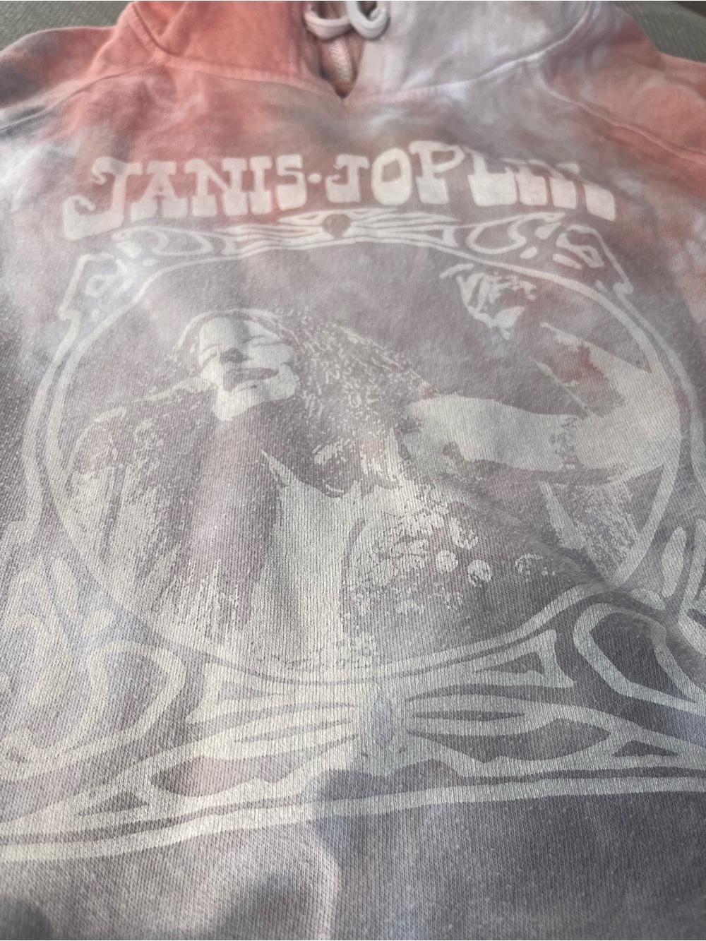 Janis Joplin Tie-Dye Pullover Hoodie - peach, Gray and white - Picture 4 of 5